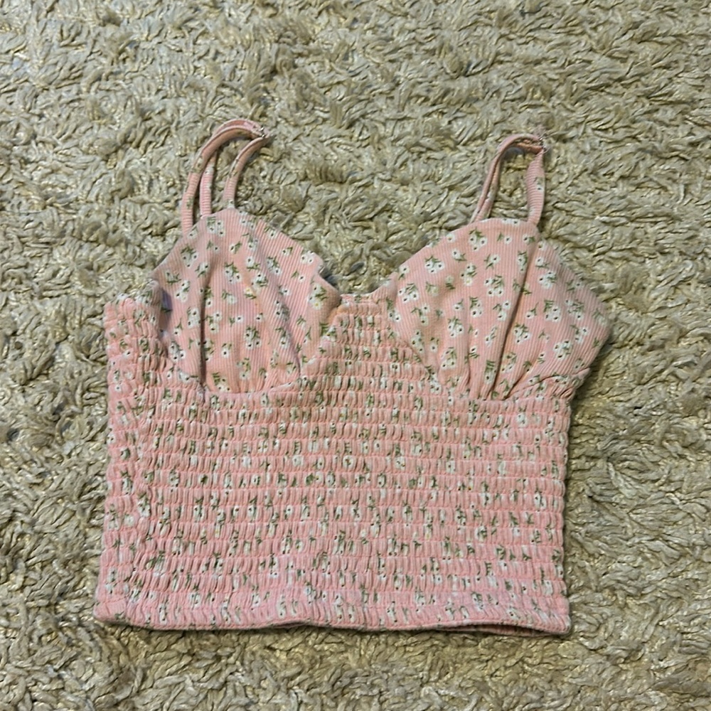 Forever 21 pink floral tank top size small